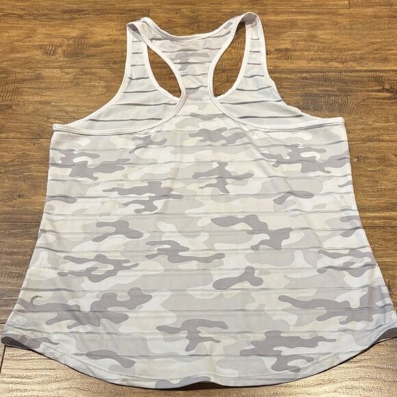 Zyia Active Havana Tank in White and gray camo and Striped Mesh - Picture 6 of 9